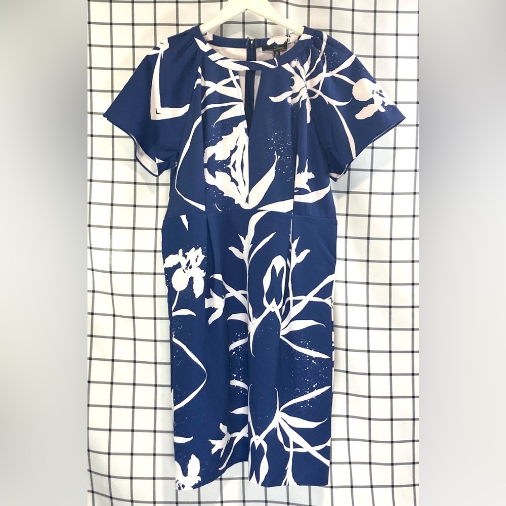 Suzanne Betro Navy and White Floral Dress